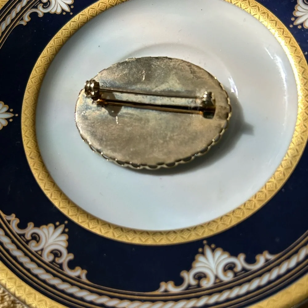 Vintage Porcelain Butterfly Cameo Brooch